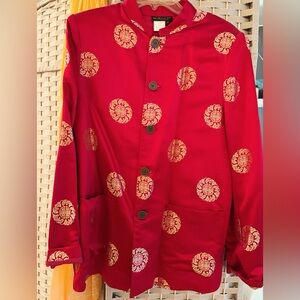 PEARL RIVER SILK BLEND RED MANDARIN JACKET. Sz M